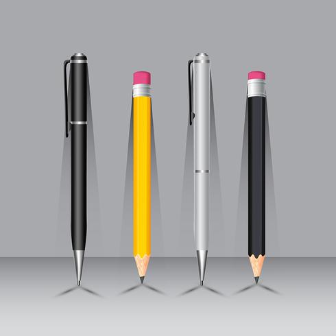 Penna och blyertspenna på väggen vektor