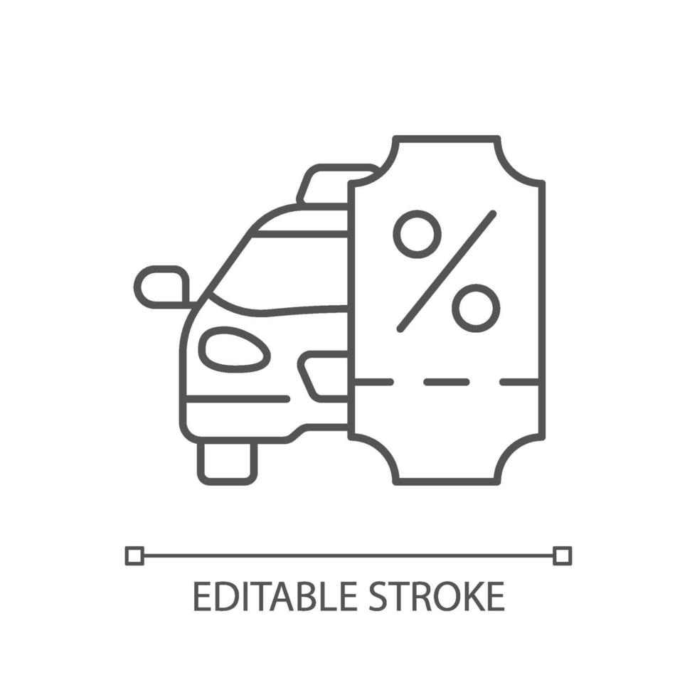lineares Symbol für Taxirabattprogramm vektor