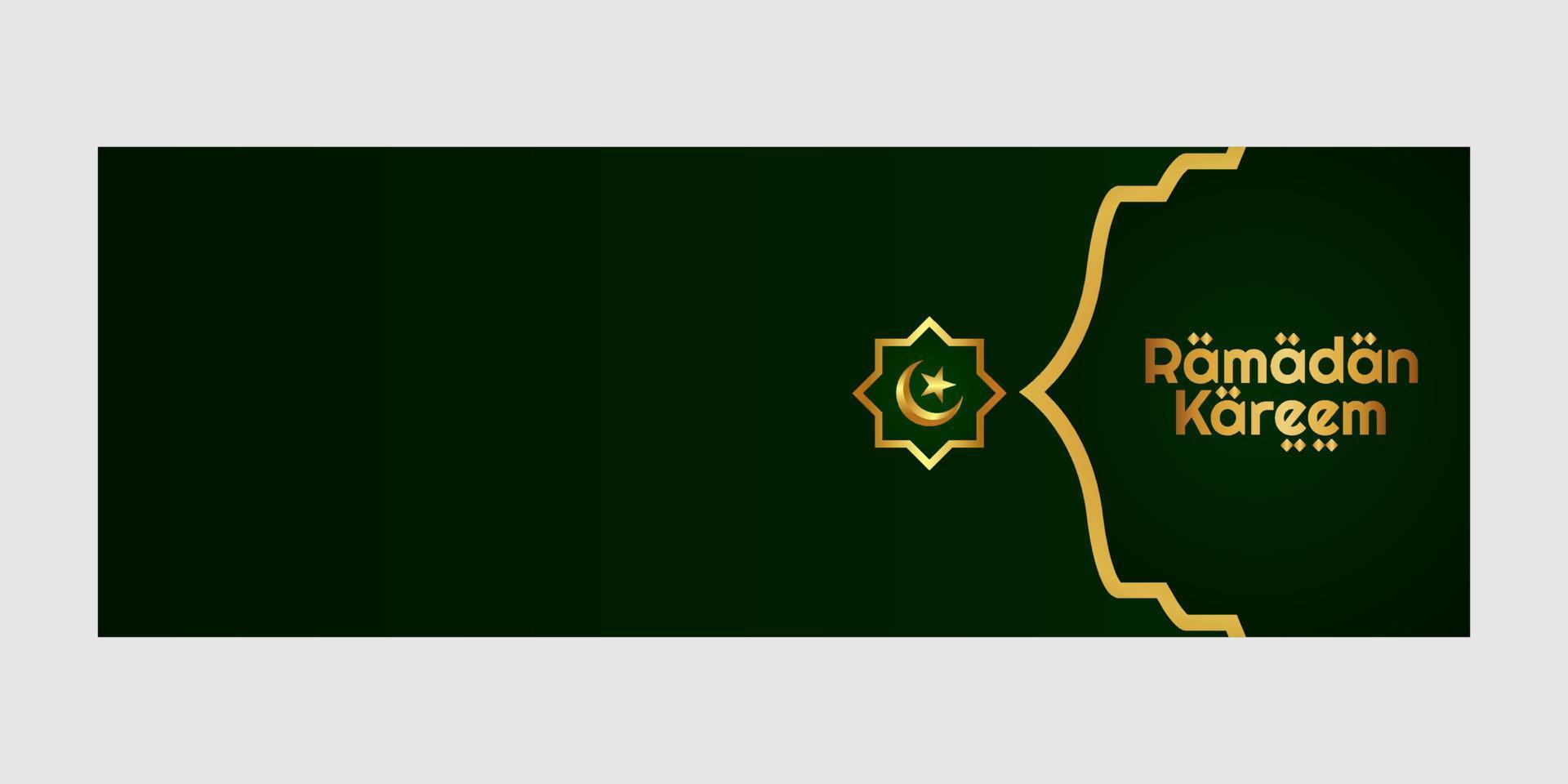 ramadan kareem baner design lanscape modern enkel grön gyllene vektor