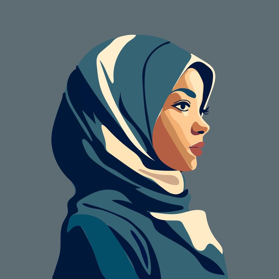 porträtt av ett arab kvinna i hijab. vektor platt illustration