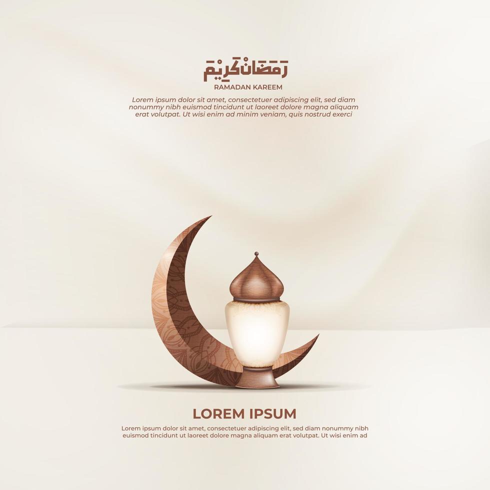 ein Poster zum Ramadan mit ein Halbmond Mond und ein Laterne vektor