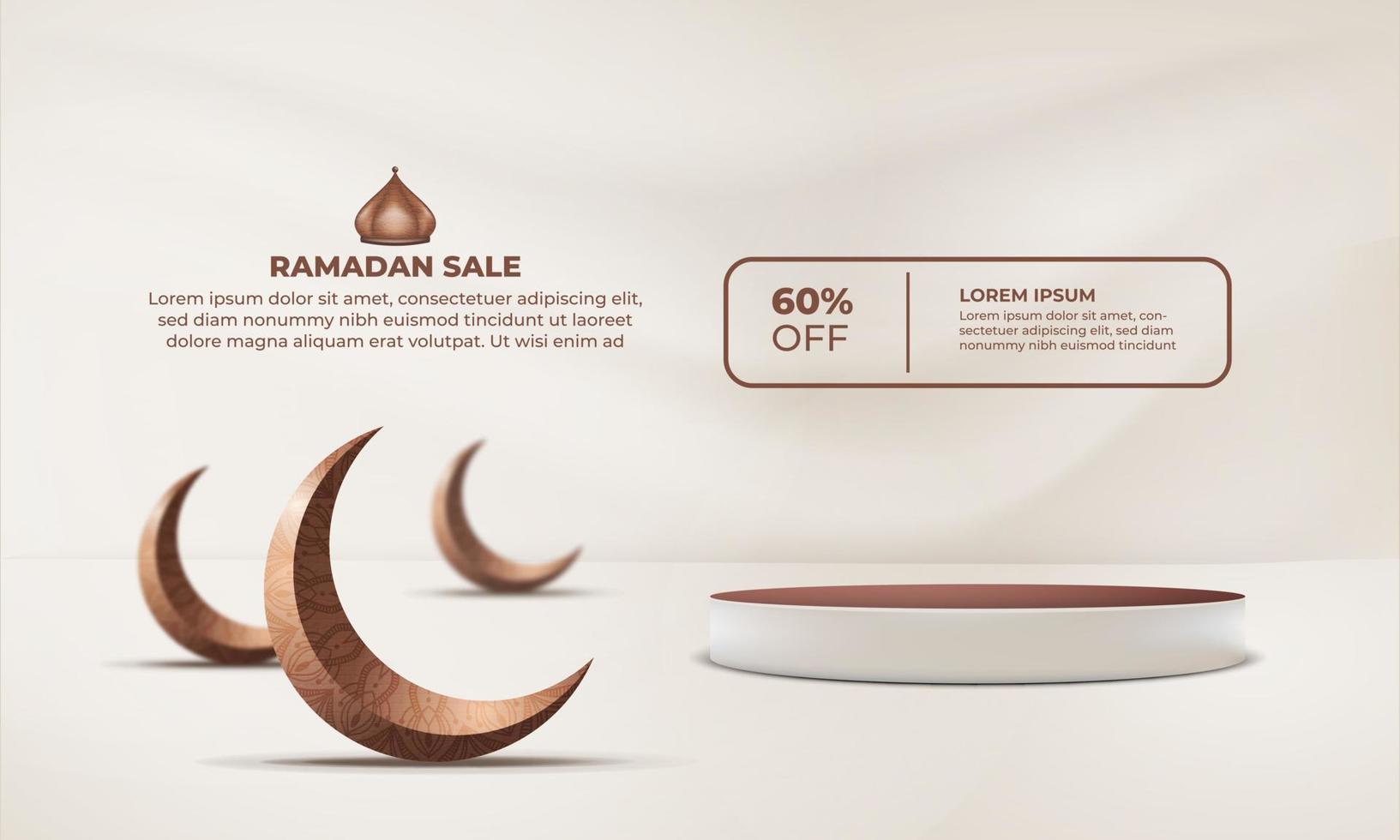 Ramadan Verkauf Banner mit ein Lampe und das Text 50 aus Halbmond Mond und Laterne vektor