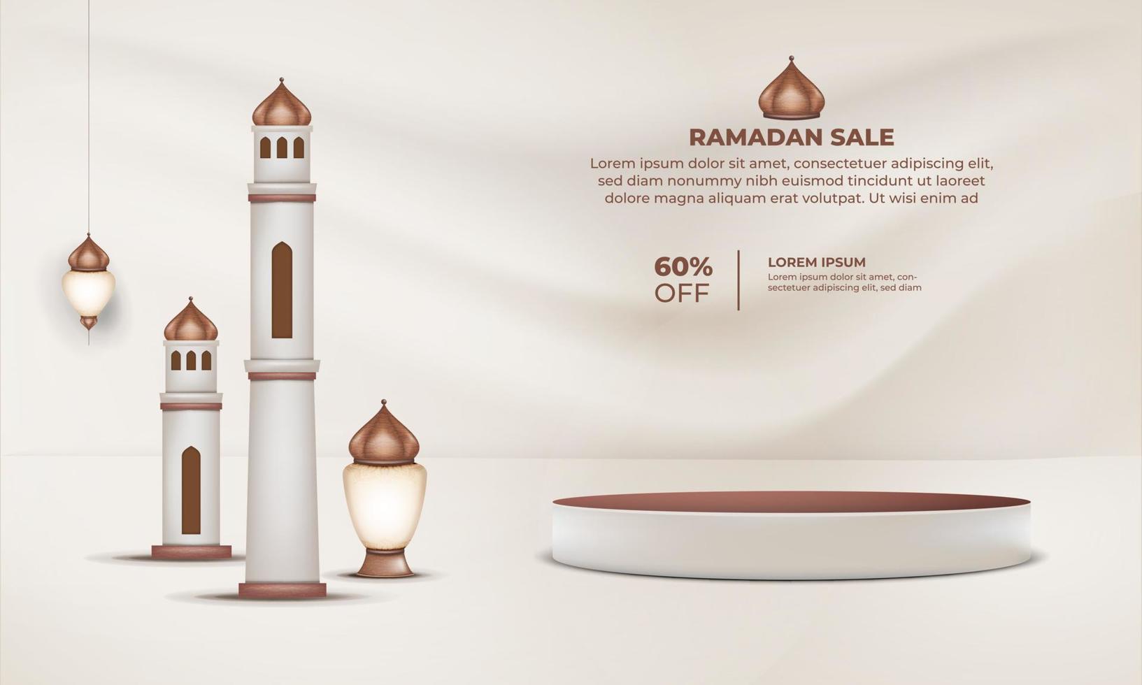 ramadan försäljning moské med en pris märka för 50 av vektor