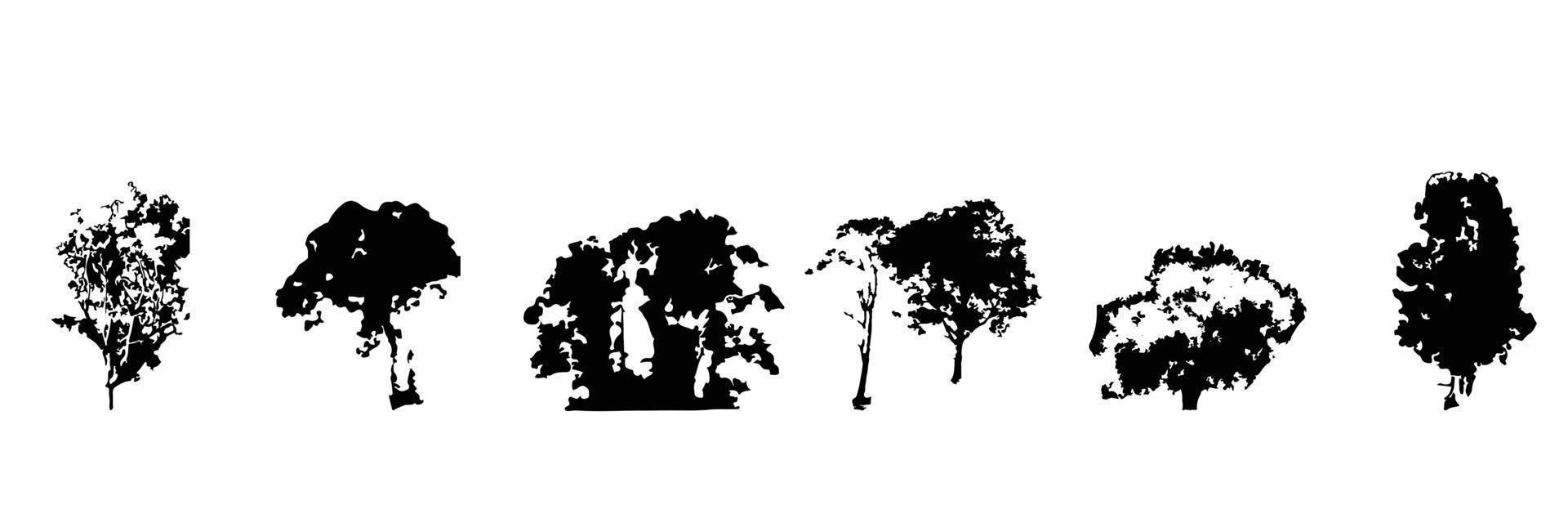 vektor silhuett av träd på vit bakgrund.