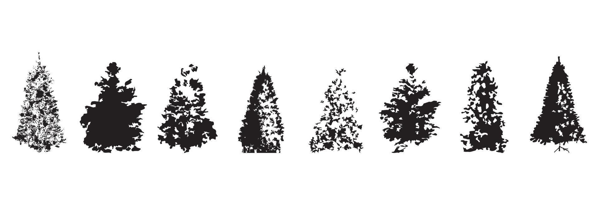 Weihnachten Bäume Silhouette auf Weiß Hintergrund. vektor