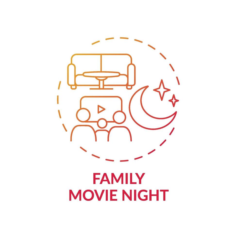 familj film natt koncept ikon vektor