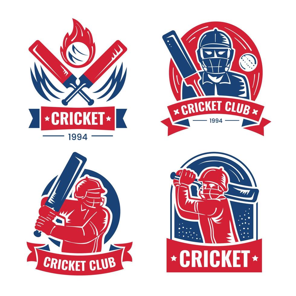 cricket sport logotyp uppsättning vektor
