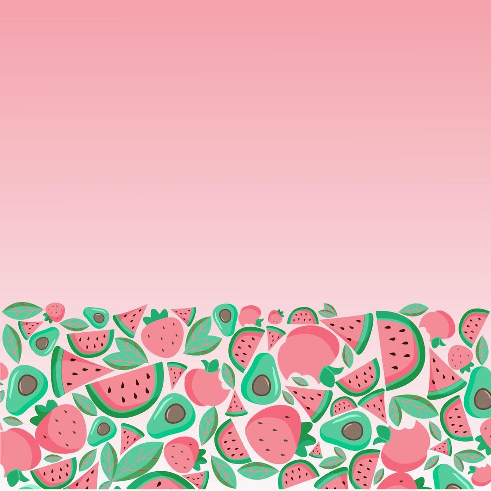 färsk frukt rosa bakgrund vektor illustration. hemsida baner mall