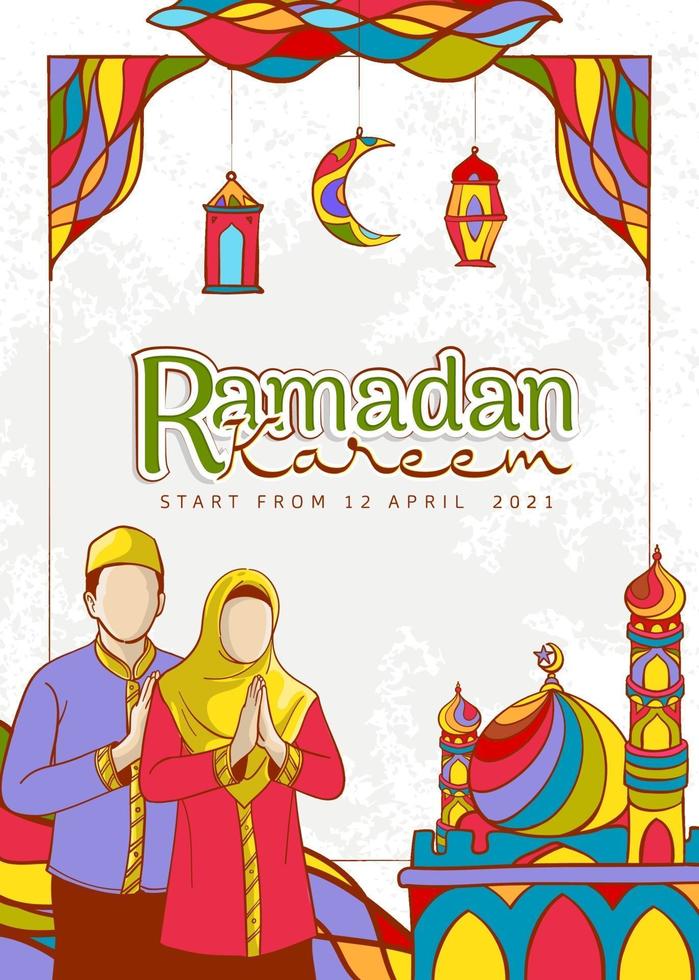 handritad ramadan kareem illustration vektor