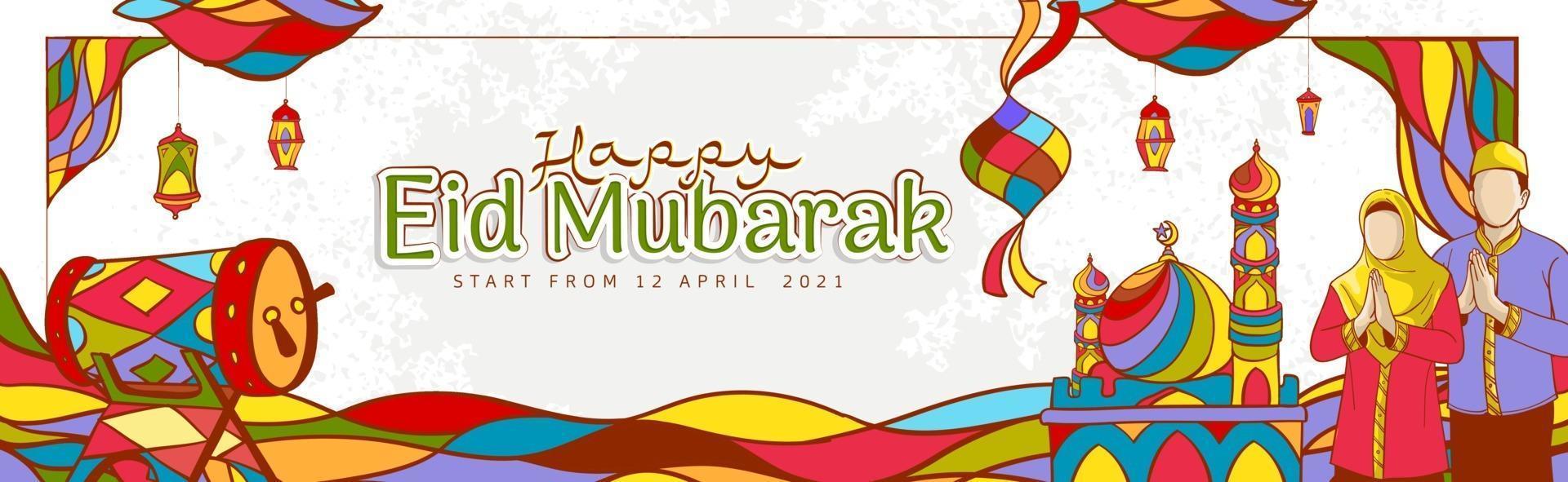handritad ramadan kareem illustration med färgglad islamisk prydnad vektor