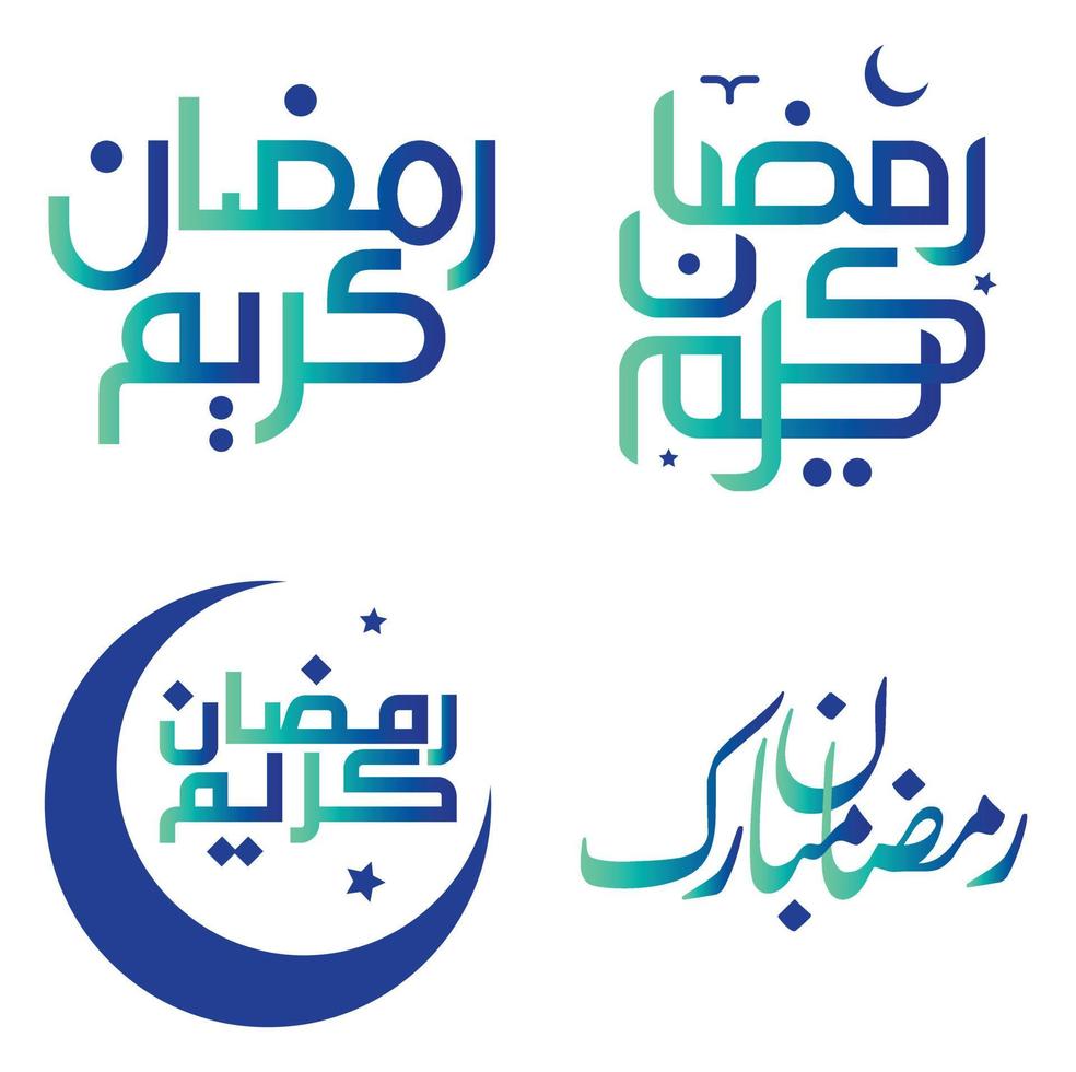 Vektor Illustration von Ramadan kareem mit elegant Gradient Grün und Blau Kalligraphie.