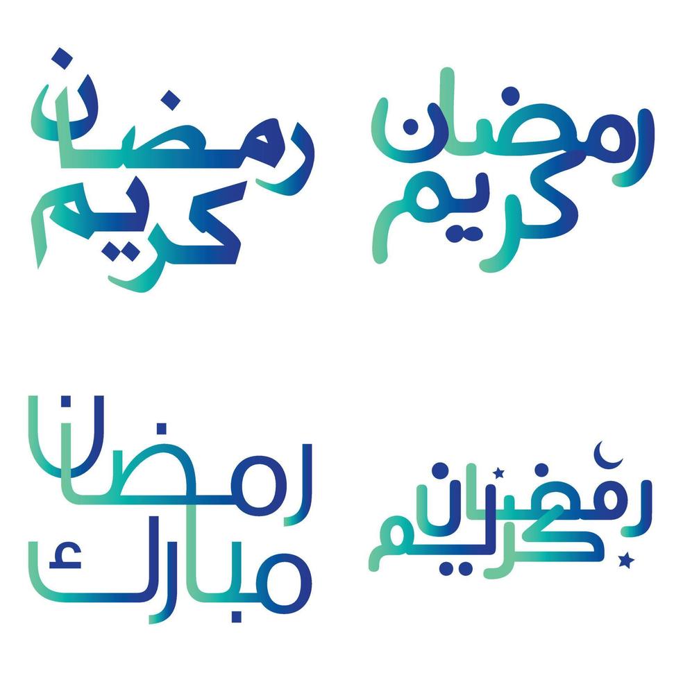 Vektor Illustration von Gradient Grün und Blau Ramadan kareem wünscht sich mit Arabisch Typografie.