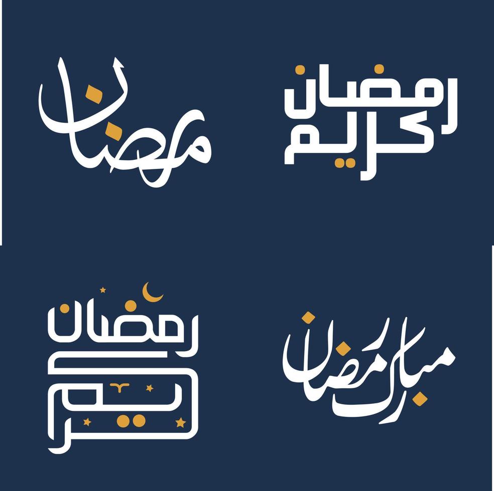 elegant Weiß Kalligraphie mit Orange Design Elemente Vektor Illustration zum feiern das heilig Monat von Ramadan.