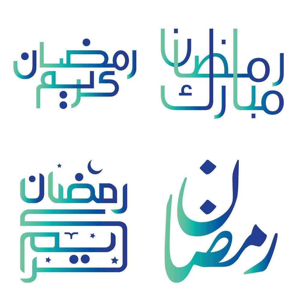 Vektor Illustration von Gradient Grün und Blau Ramadan kareem mit islamisch Kalligraphie.