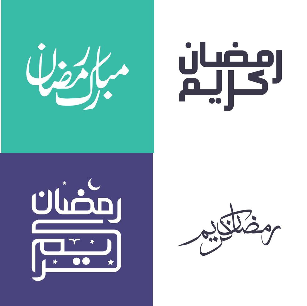 feiern das Monat von Ramadan mit einfach Arabisch Kalligraphie Pack. vektor