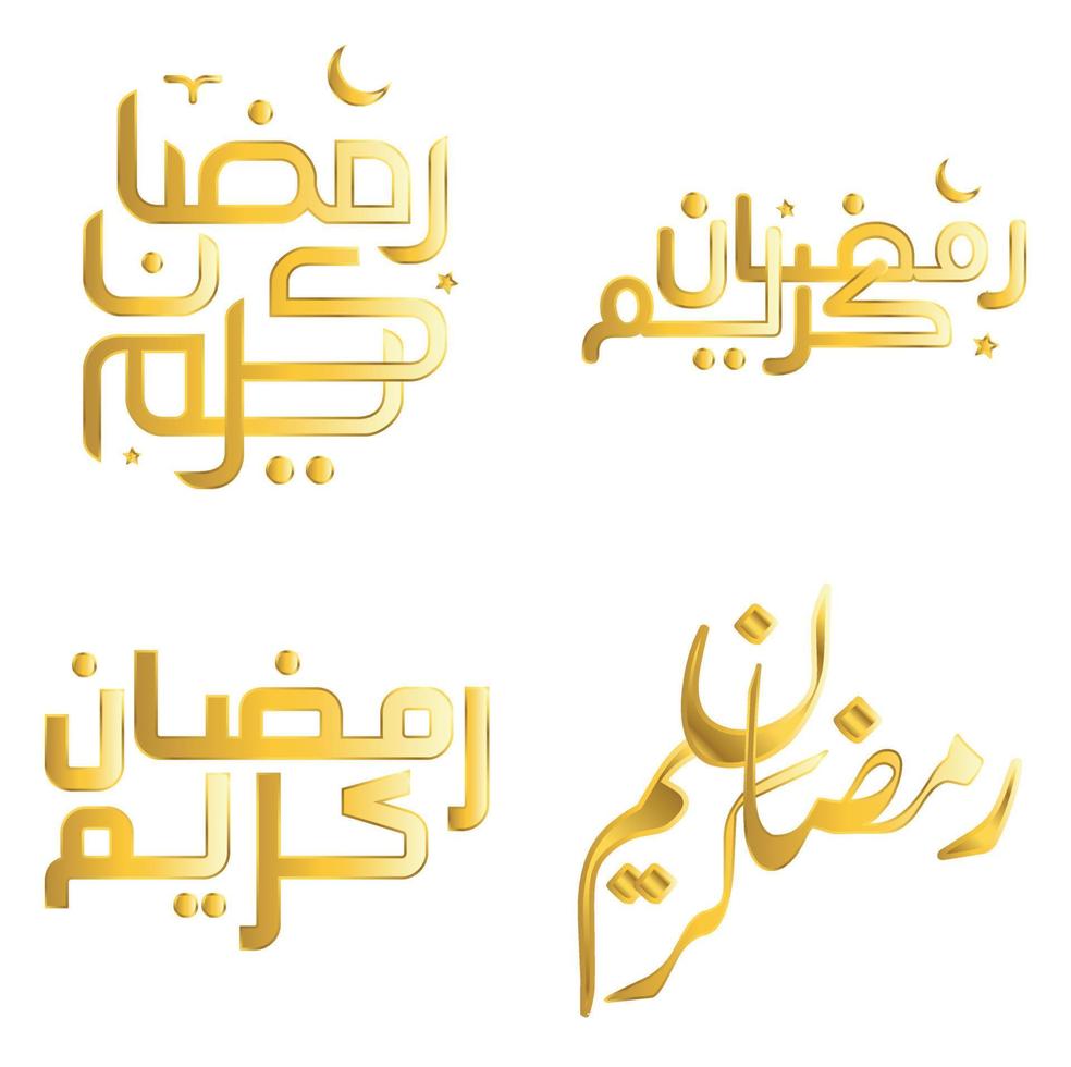 feiern heilig Monat von Fasten mit elegant golden Ramadan kareem Vektor Illustration.