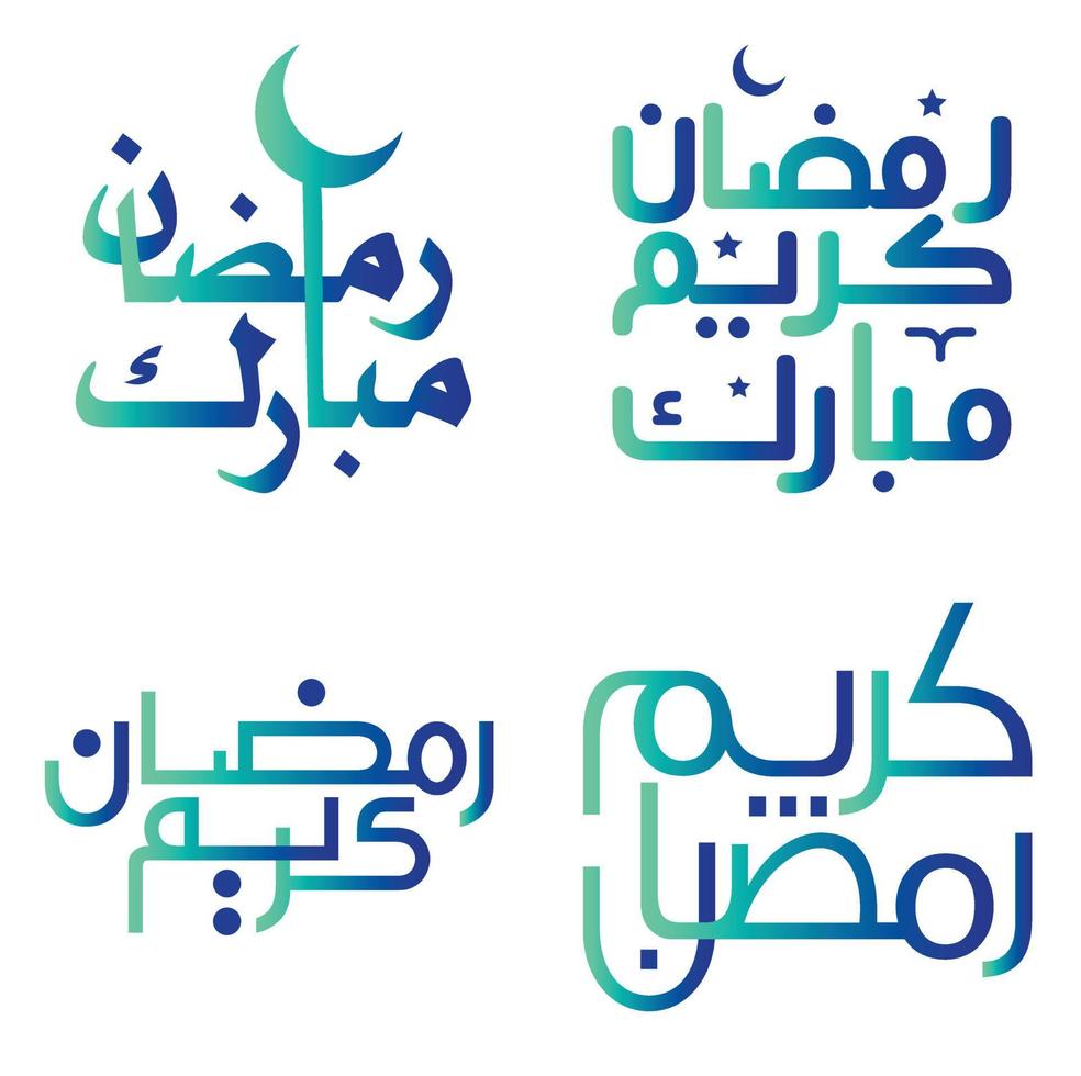 lutning grön och blå ramadan kareem vektor design med arabicum kalligrafi för muslim hälsningar.