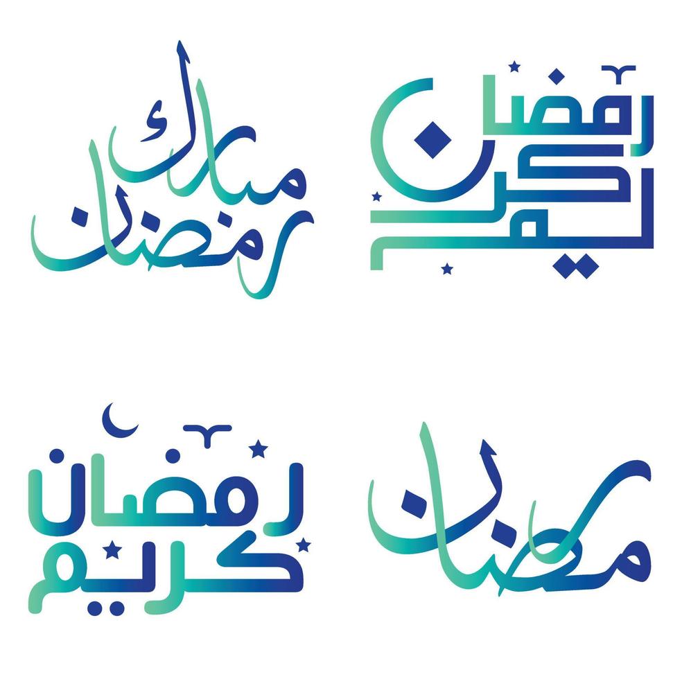 Ramadan kareem wünscht sich mit Gradient Grün und Blau Arabisch Kalligraphie Vektor Design.