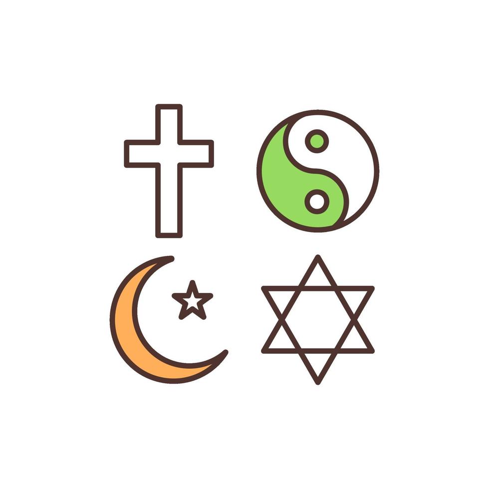 religiösa symboler rgb färgikon vektor