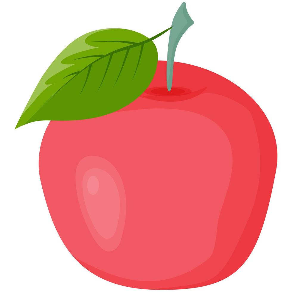 rött äpple med grönt blad vektor
