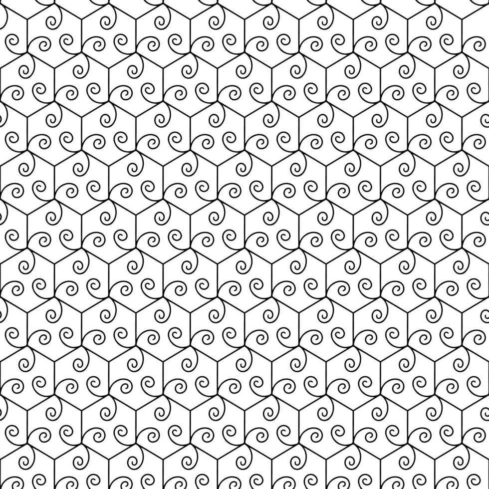 svart vit rullade geometrisk sömlös vektor mönster