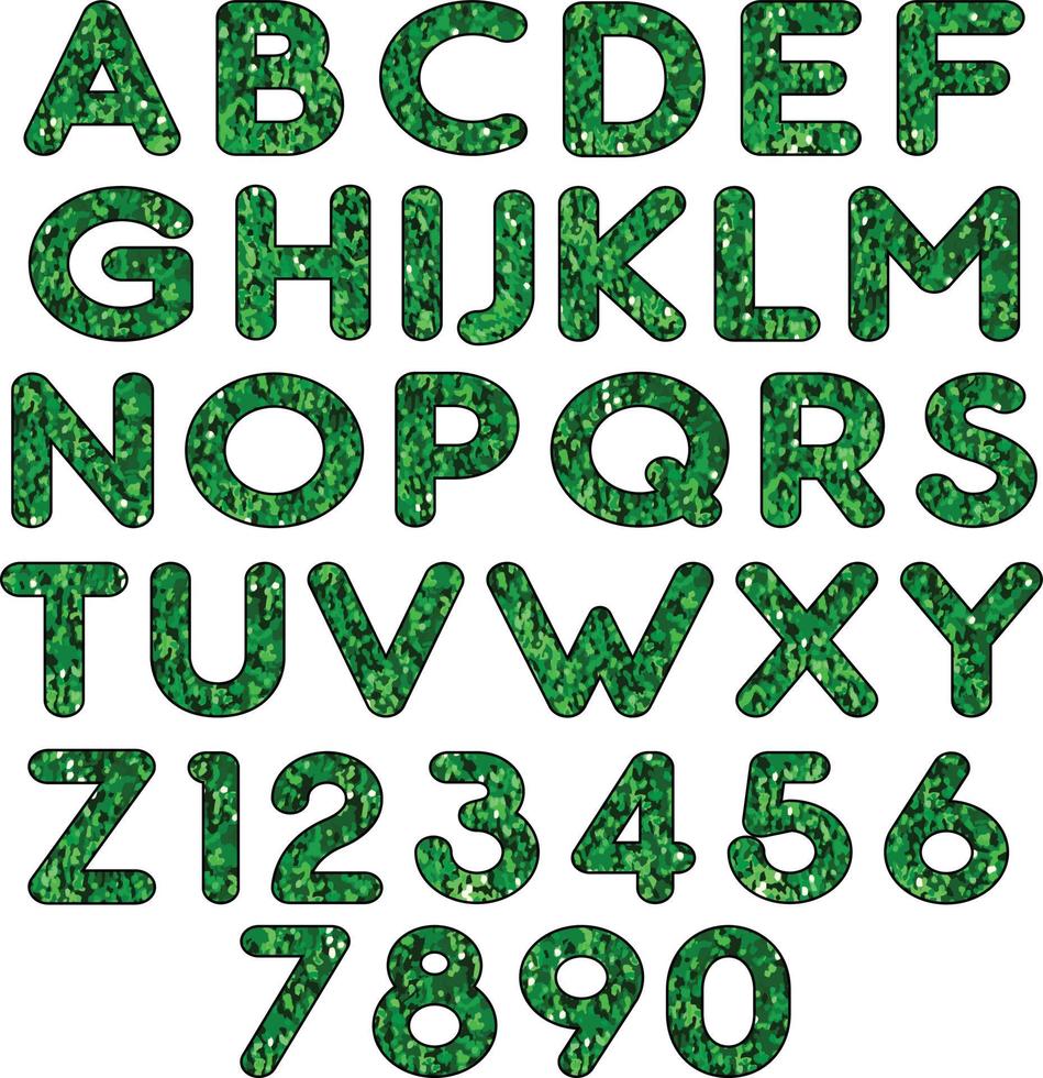 grön glitter effekt alfabet vektor
