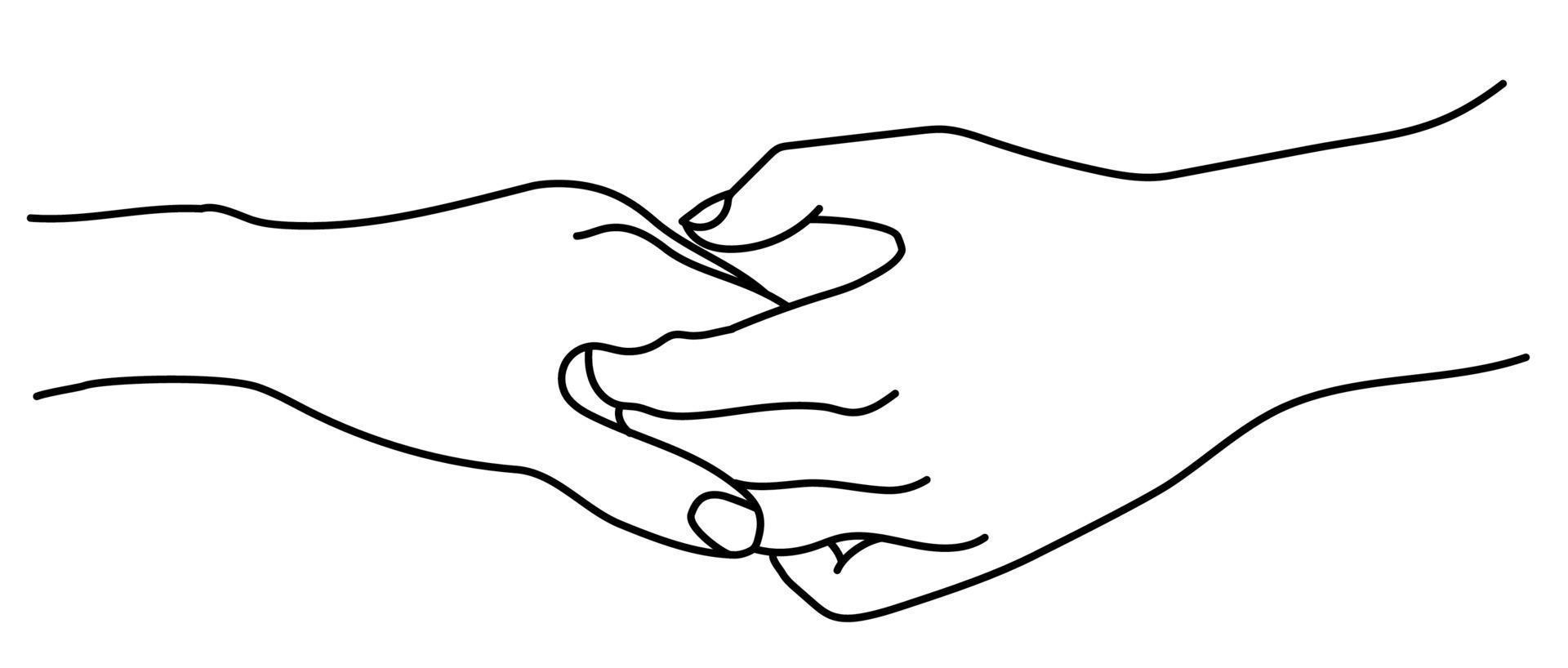 Hände. Geste - Zärtlichkeit, Liebe und Leidenschaft. Die Hand eines Mannes hält sanft die Hand einer Frau. vektor