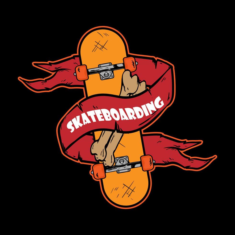 Skateboarding mit Knochen und Flaggen Umgebung es Vektormobil vektor