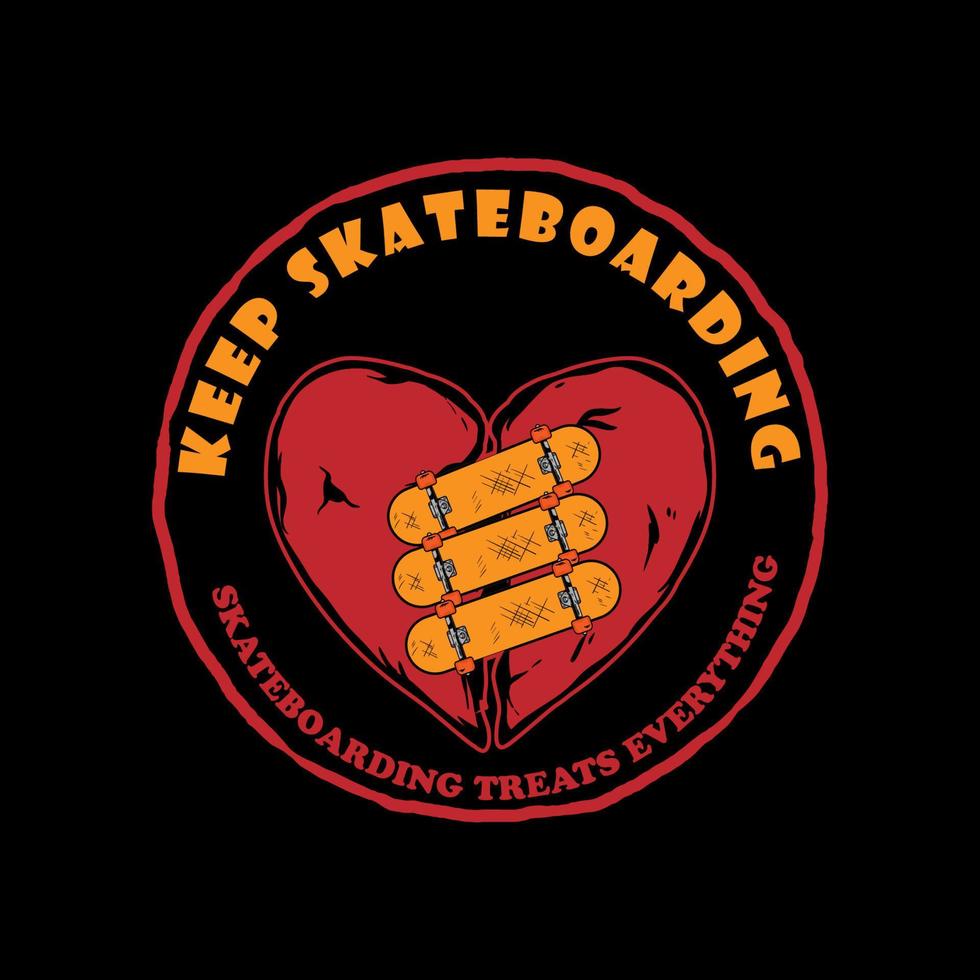 skateboard läker en bruten hjärta vektor illustration för t skjorta, emblem och logotyp