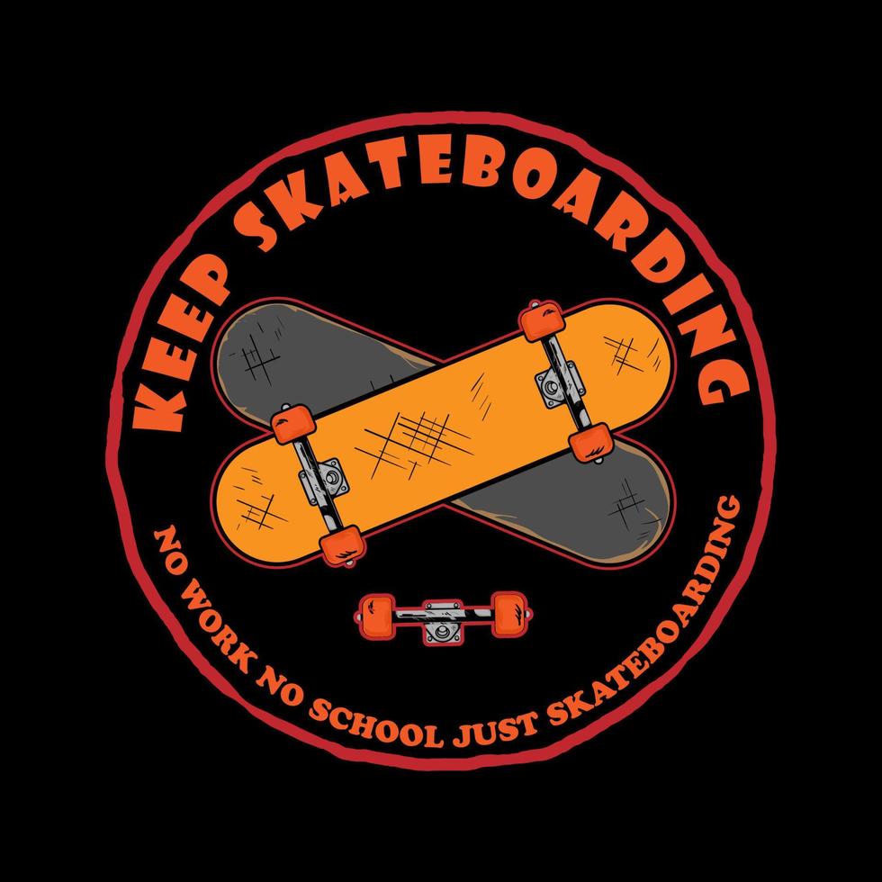 Skateboarding gekreuzt zum Logo T-Shirt bekleidung Vektor