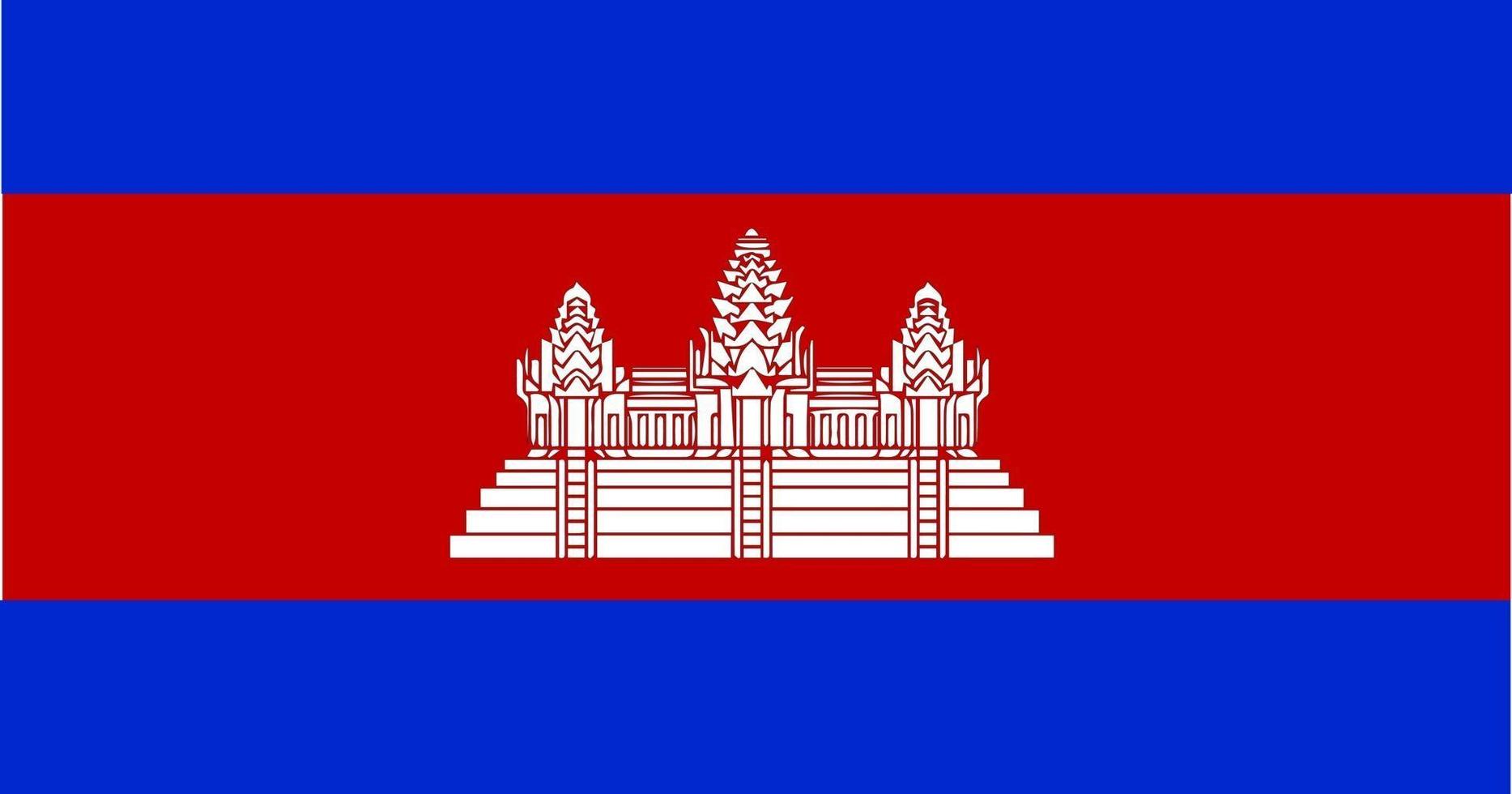 kambodjas flaggvektor - officiell kambodjas flagga med originalfärg och storlek vektor