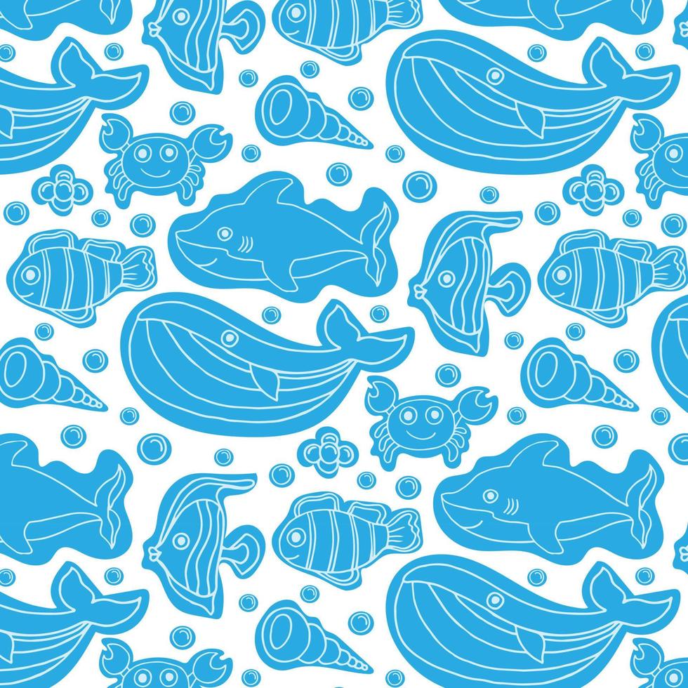 Vektor nahtlos Muster. Meer, Meer Tiere und Fisch. Ideal zum Textil, Papier und Souvenir Produkte.