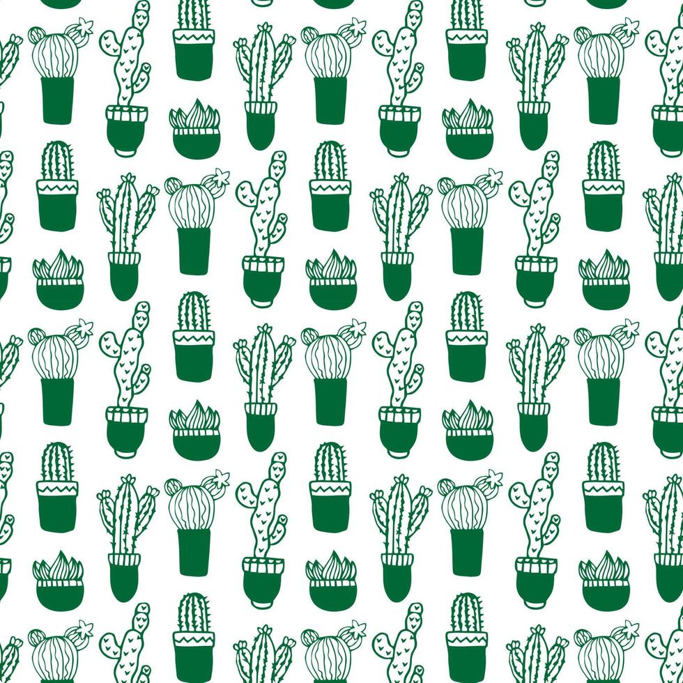 Vektor nahtlos Muster mit anders Kaktus. hell wiederholt Textur mit Grün Kakteen. natürlich Hand Zeichnung Hintergrund mit Wüste Pflanzen.