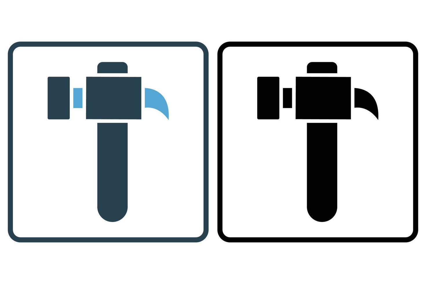 Hammer Symbol Illustration. Symbol verbunden zu Werkzeug. solide Symbol Stil. einfach Vektor Design editierbar