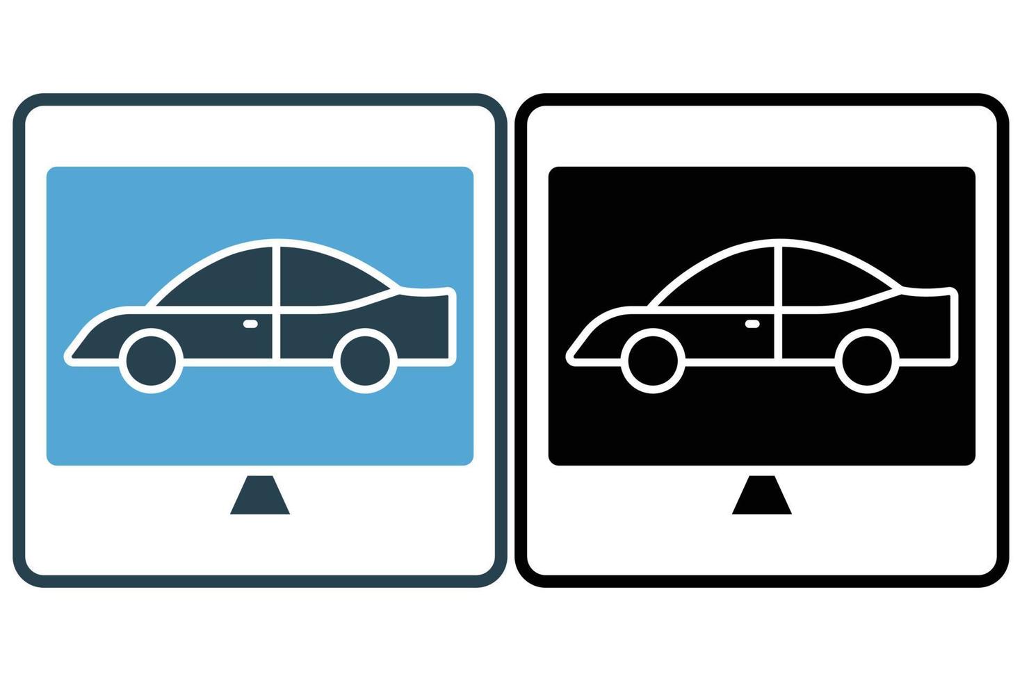Auto Diagnose Symbol Illustration. Auto Symbol mit Laptop. Symbol verbunden zu Auto Service, Auto Reparatur. solide Symbol Stil. einfach Vektor Design editierbar