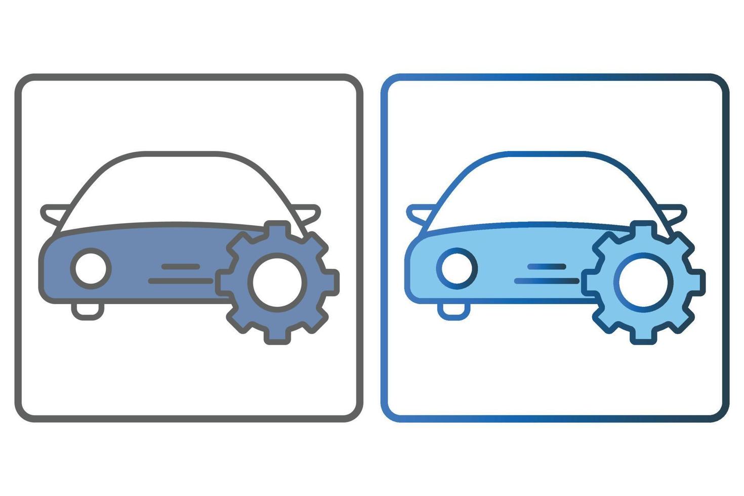 Auto Bedienung Symbol Illustration. Auto Symbol mit Gang. Symbol verbunden zu Auto Service, Auto Reparatur. zwei Ton Symbol Stil, geradlinig Farbe. einfach Vektor Design editierbar