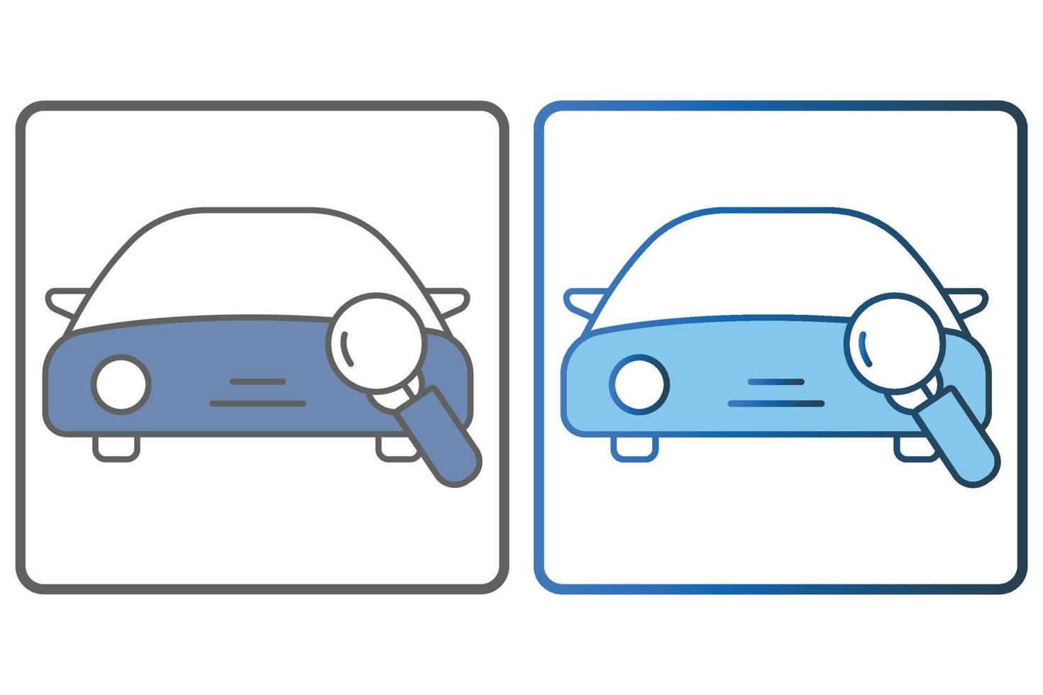 Auto Diagnose Symbol Illustration. Auto Symbol mit suchen. Symbol verbunden zu Auto Service, Auto Reparatur. zwei Ton Symbol Stil, geradlinig Farbe. einfach Vektor Design editierbar