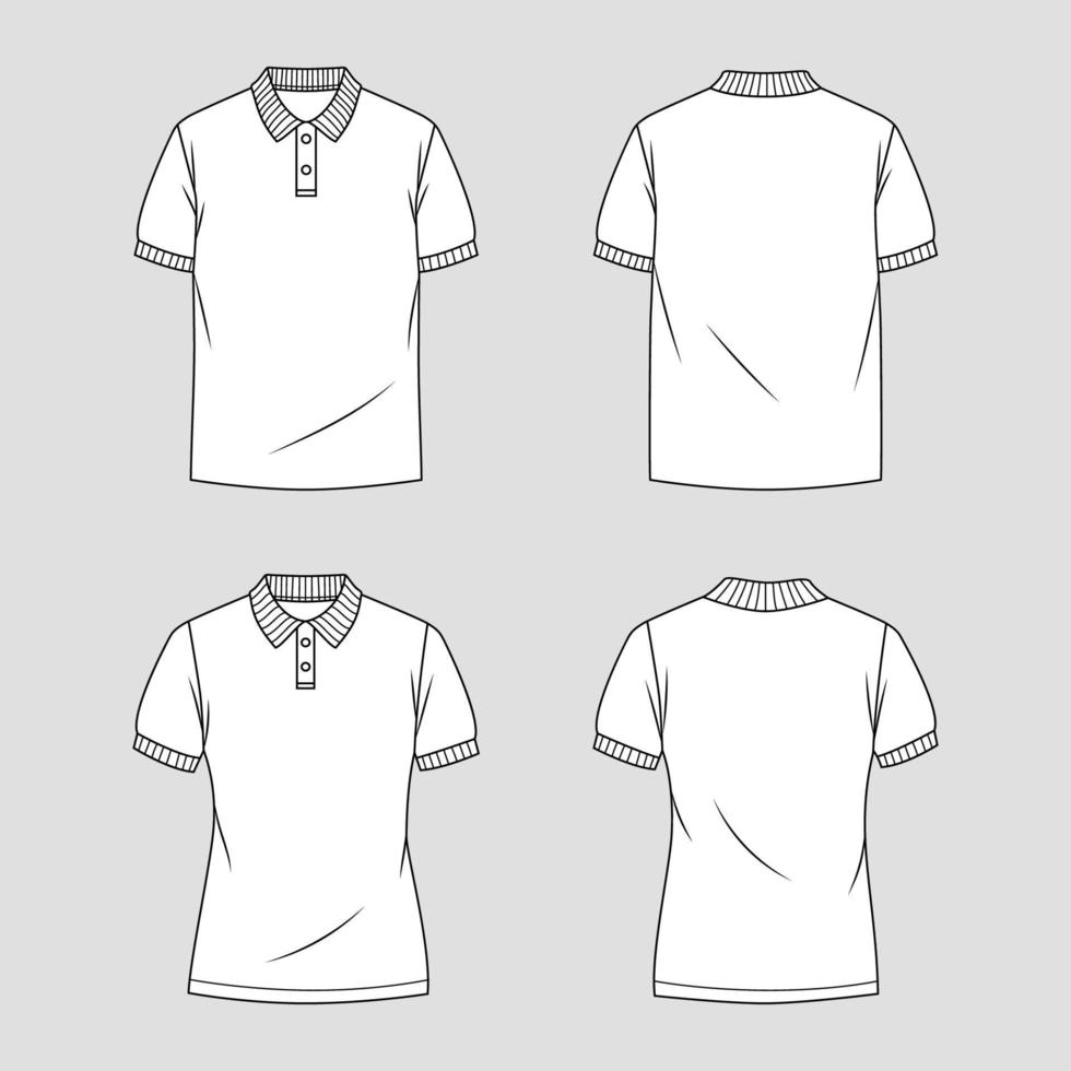 einstellen von umrissen Polo Weiß T-Shirt Vorlage vektor