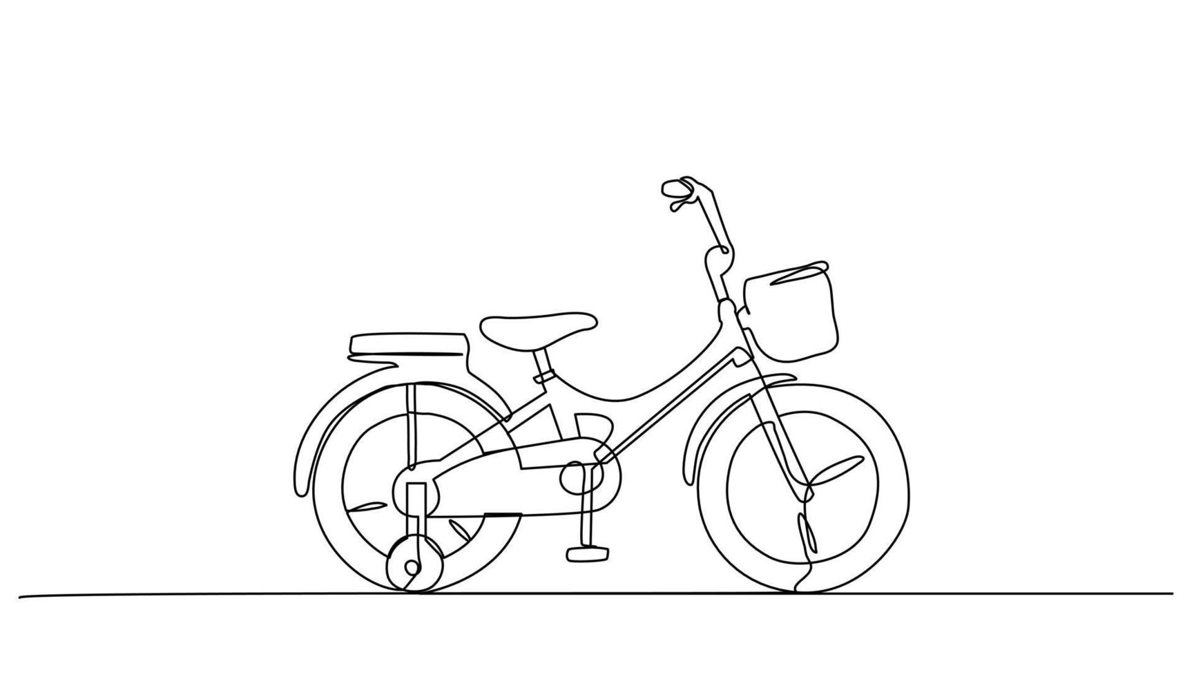 cykel kontinuerlig linje konst för flickor för vektor illustration, företag transport. offentlig fordon begrepp. grafisk design modern kontinuerlig linje teckning