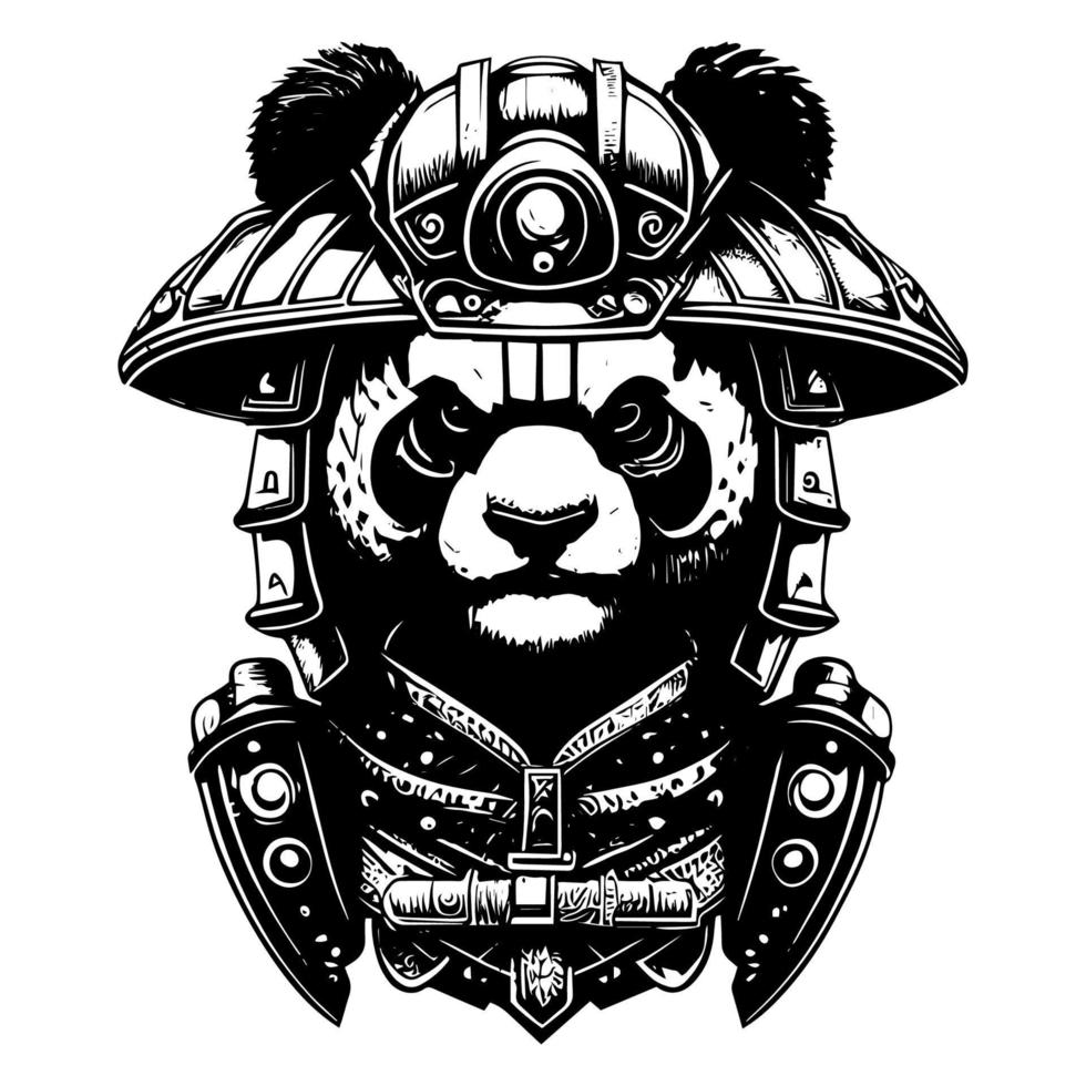 arg panda illustration logotyp svart och vit hand dragen illustration vektor