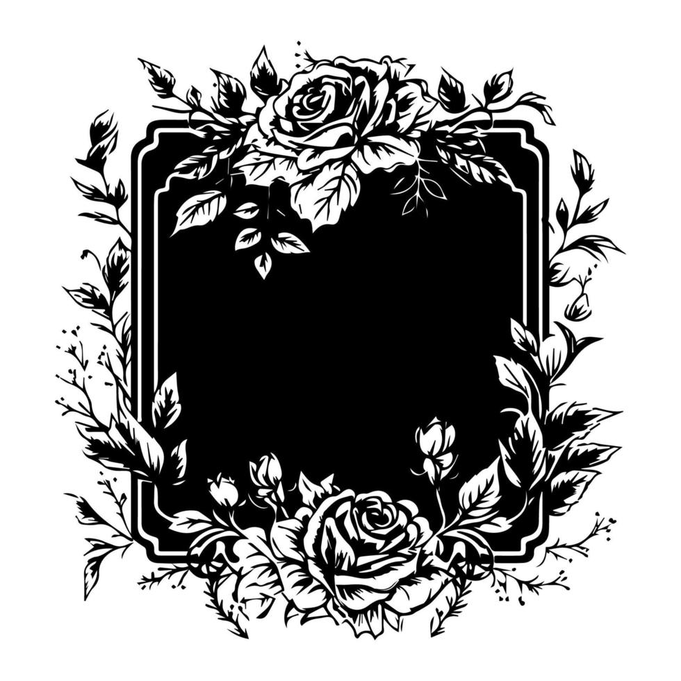 handgemalt schwarz und Weiß Blumen- Logo Ornament Rahmen Illustration fügt hinzu ein elegant berühren zu irgendein branding oder Design Projekt vektor