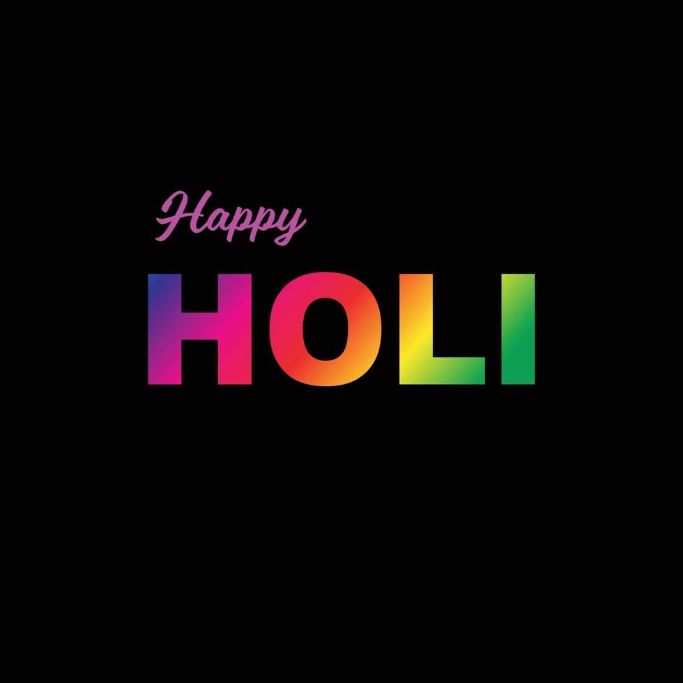 Holi Typografie Vektorgrafik auf schwarzem Hintergrund vektor