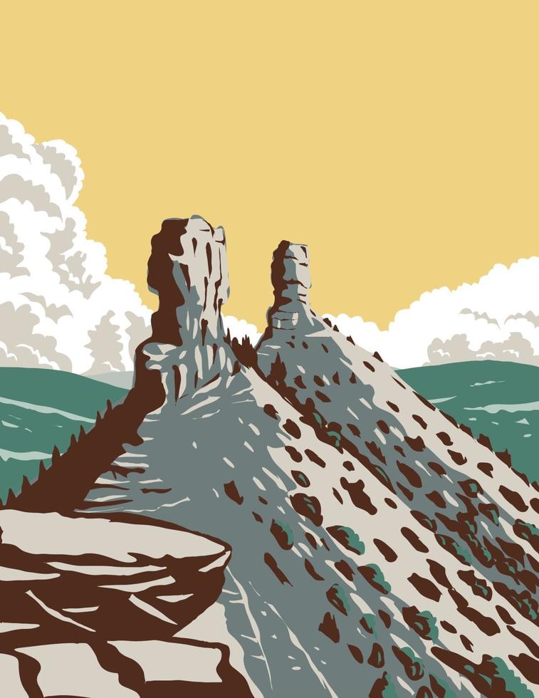skorsten rock nationellt monument i San Juan National Forest i sydvästra Colorado WPA affisch konst vektor