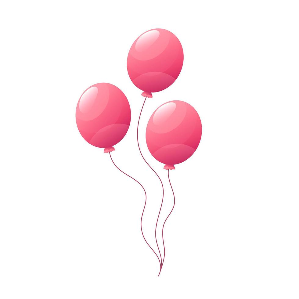 drei Rosa Luftballons, Vektor isoliert auf ein Weiß Hintergrund