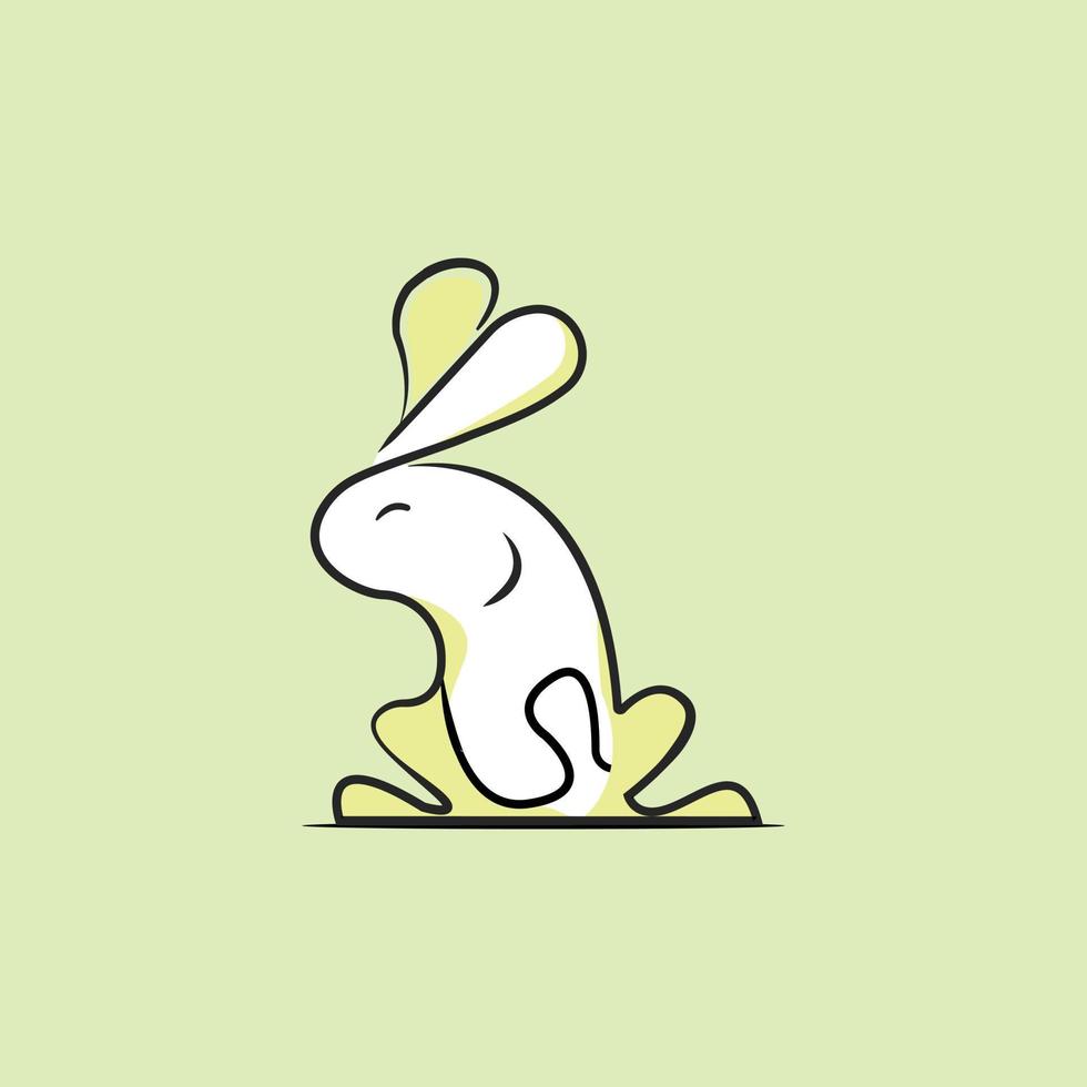hand dragen kontinuerlig linje teckning av de kanin djur symbol vektor