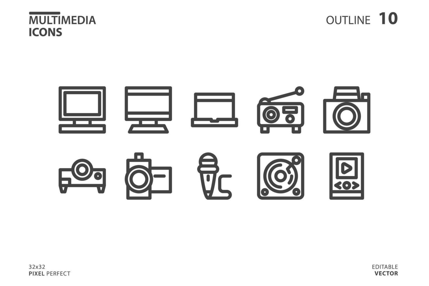 Multimedia Line Icon Sammlung vektor