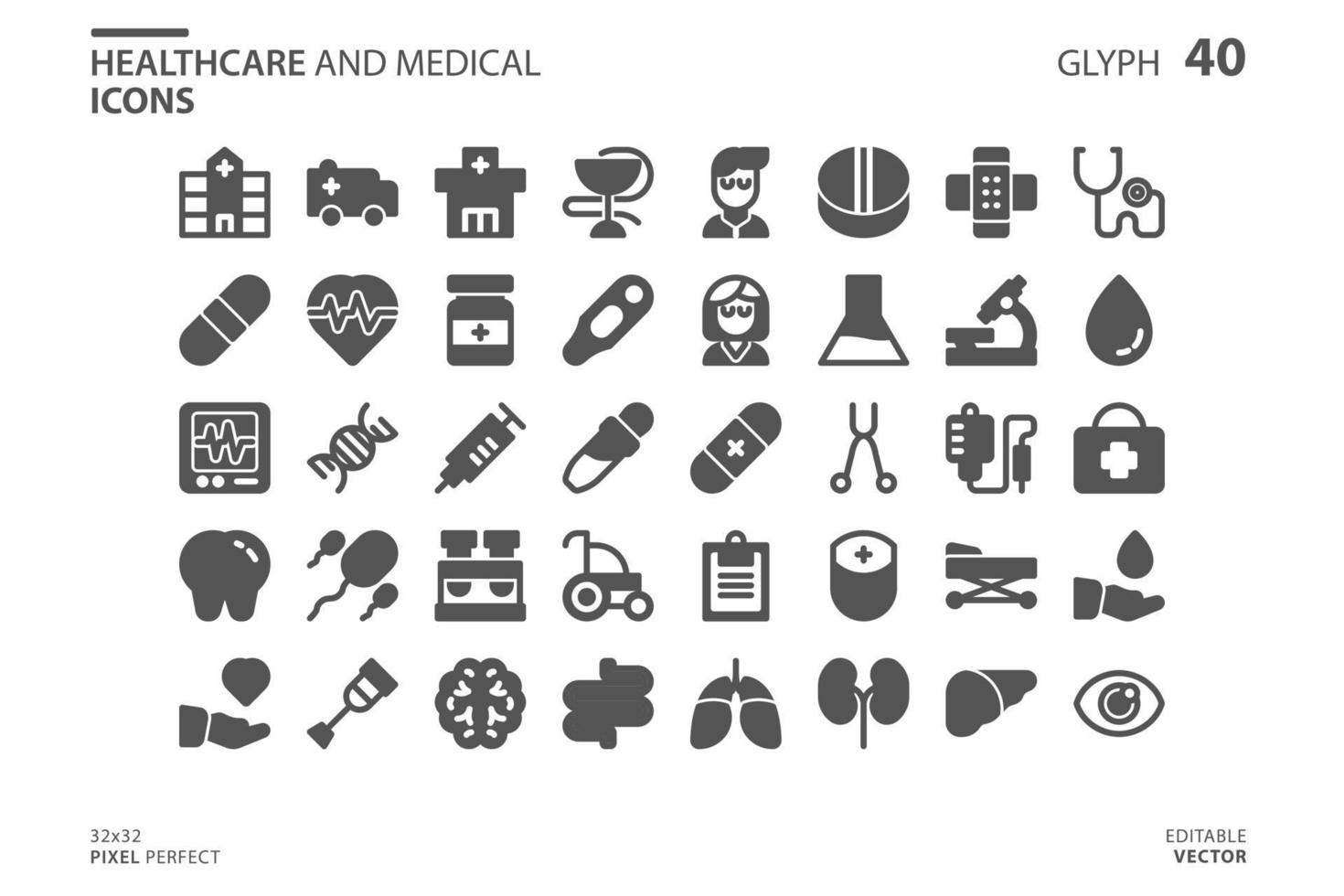 Gesundheitswesen und medizinische Silhouette Icon Set vektor