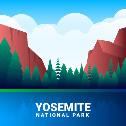 Yosemite-Nationalpark-Vektor-Illustration vektor