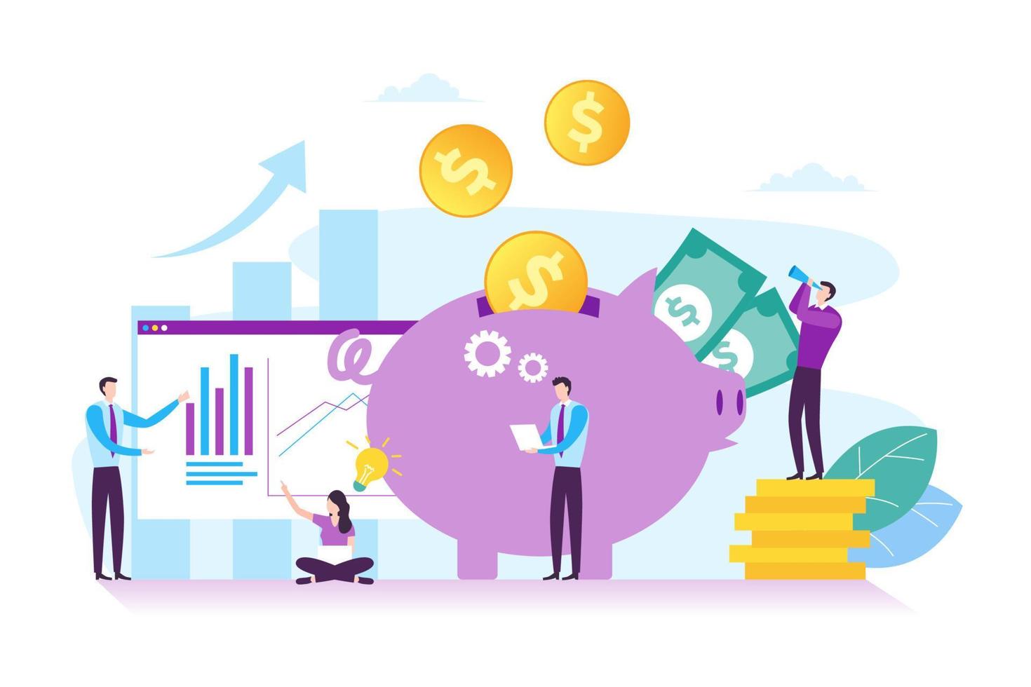 Illustration von Geschäft Investition, strategisch Geschäft Planung, finanziell und Zusammenarbeit Konzept im modern eben Design vektor