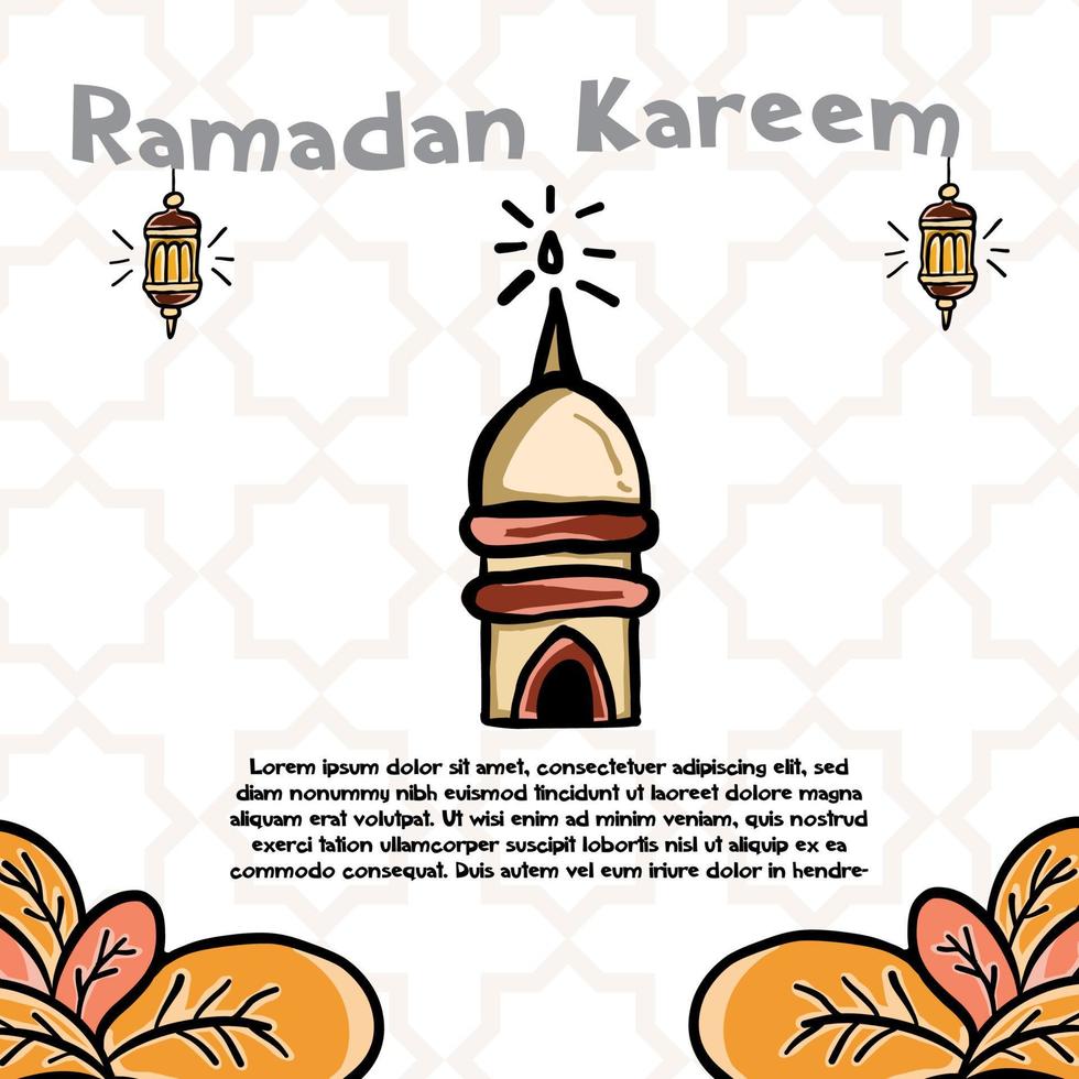 Hand Zeichnung Illustrator Poster Ramadan kareem vektor